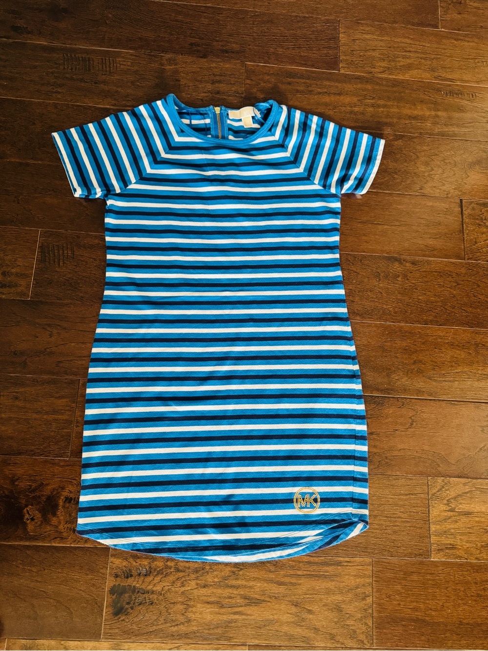 MICHAEL Michael Kors Blue and White Striped Short-Sleeve Dress